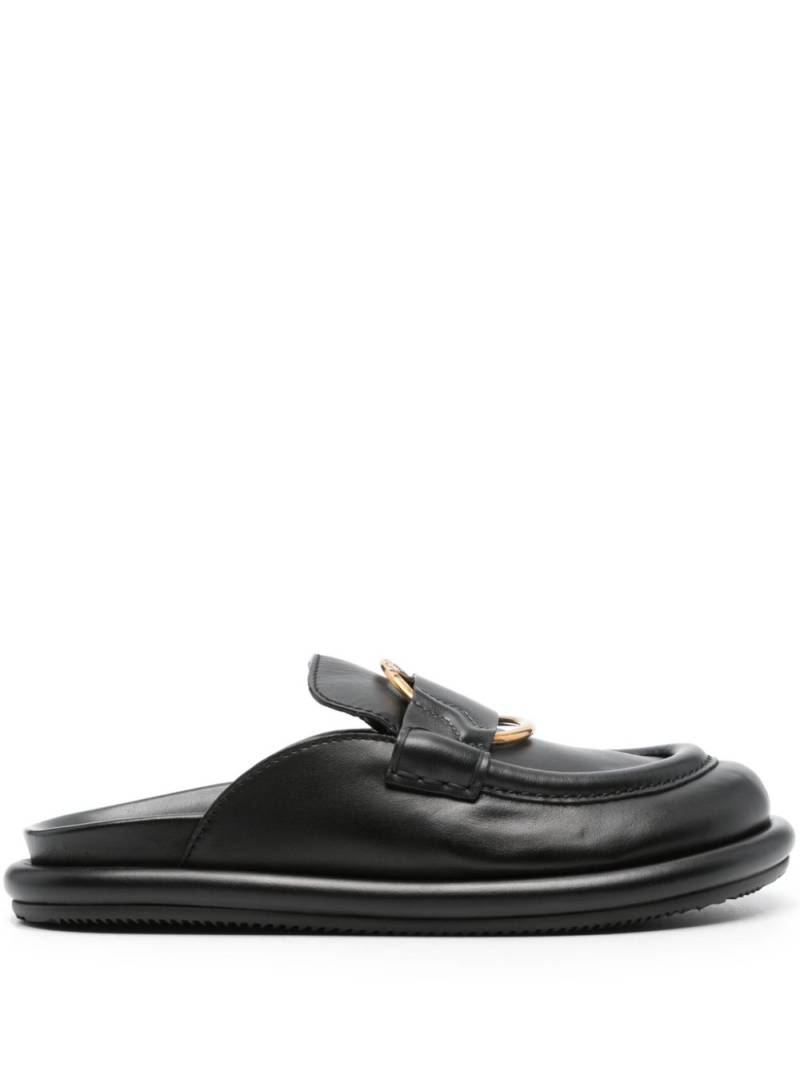 Moncler Bell leather mules - Black von Moncler