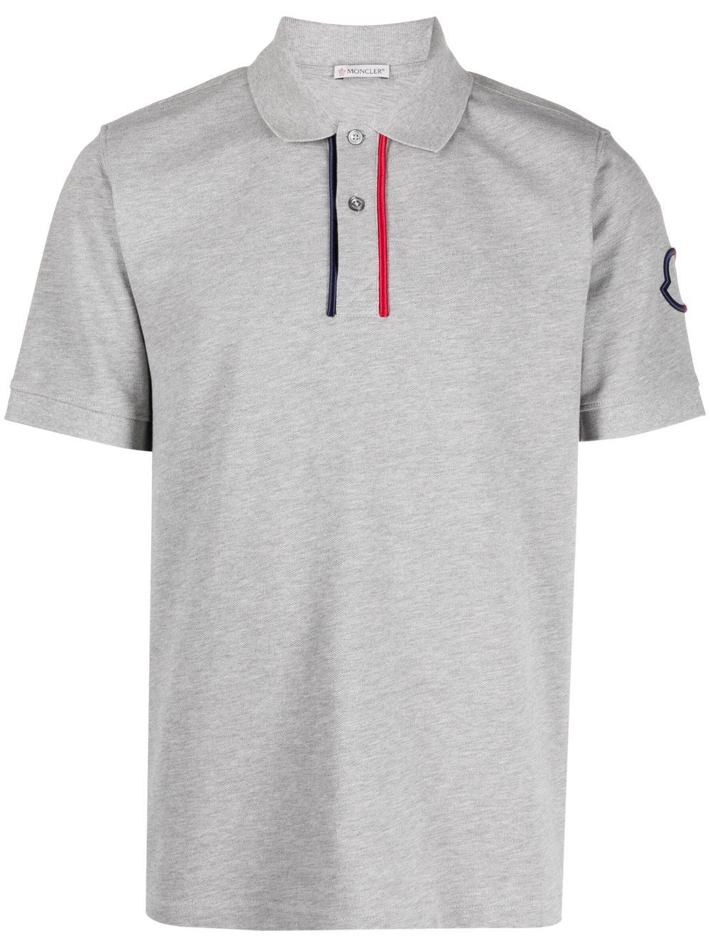 Moncler Tricolour cotton-piqué polo shirt - Grey von Moncler