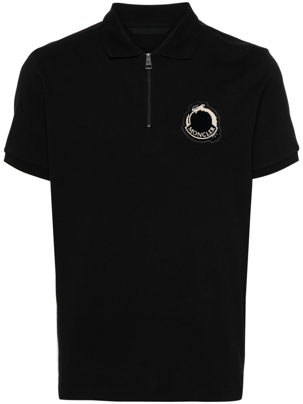 Moncler logo-appliqué polo shirt - Black von Moncler
