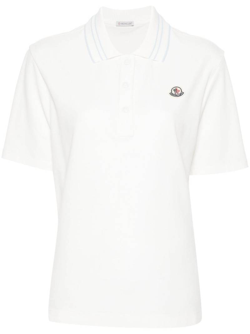 Moncler appliqué-logo cotton polo shirt - Neutrals von Moncler