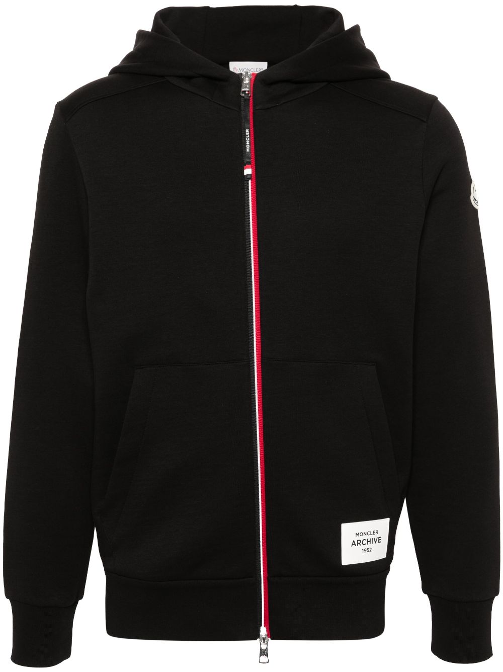 Moncler appliqué-logo zipped hoodie - Black von Moncler
