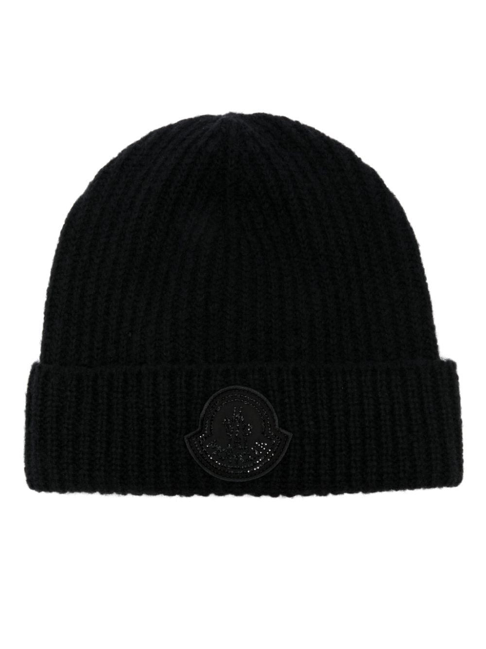 Moncler crystal logo beanie - Black von Moncler