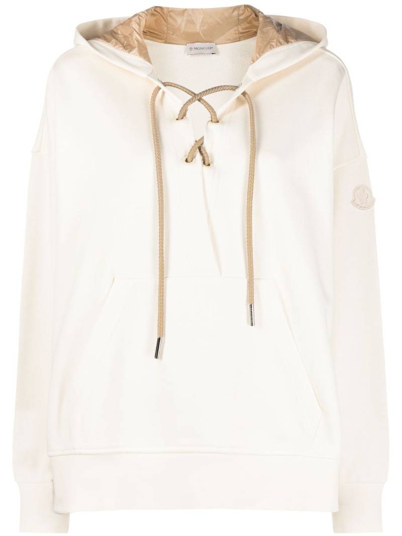 Moncler lace-up cotton hoodie - Neutrals von Moncler