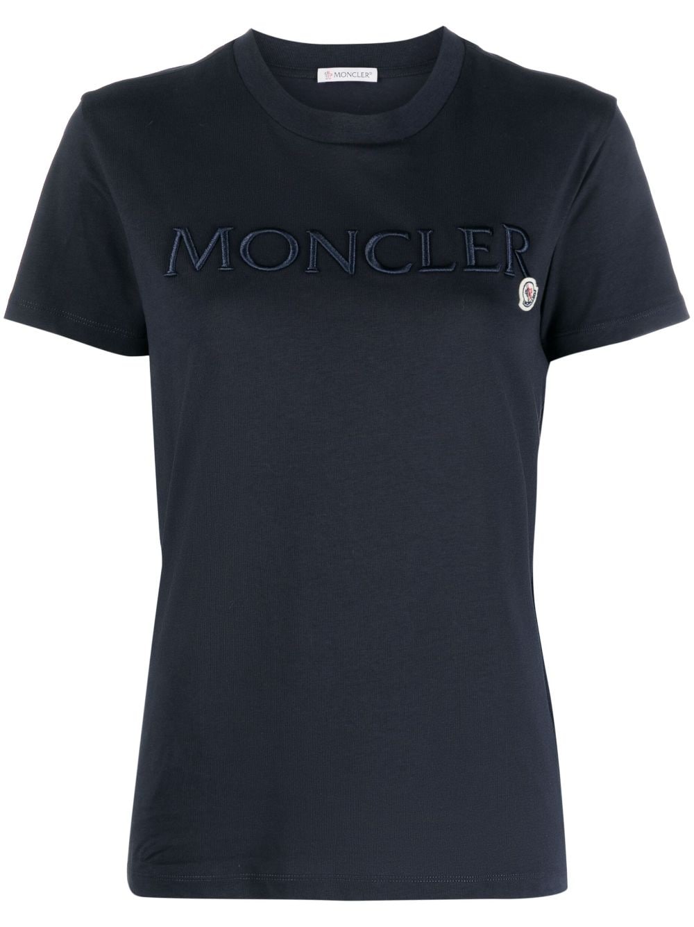 Moncler embroidered-logo cotto T-Shirt - Blue von Moncler