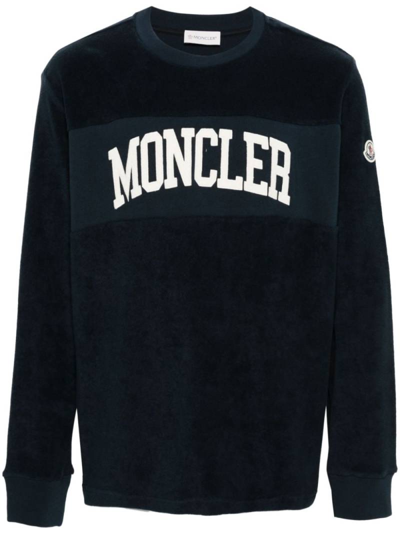 Moncler logo-appliqué terrycloth sweatshirt - Blue von Moncler
