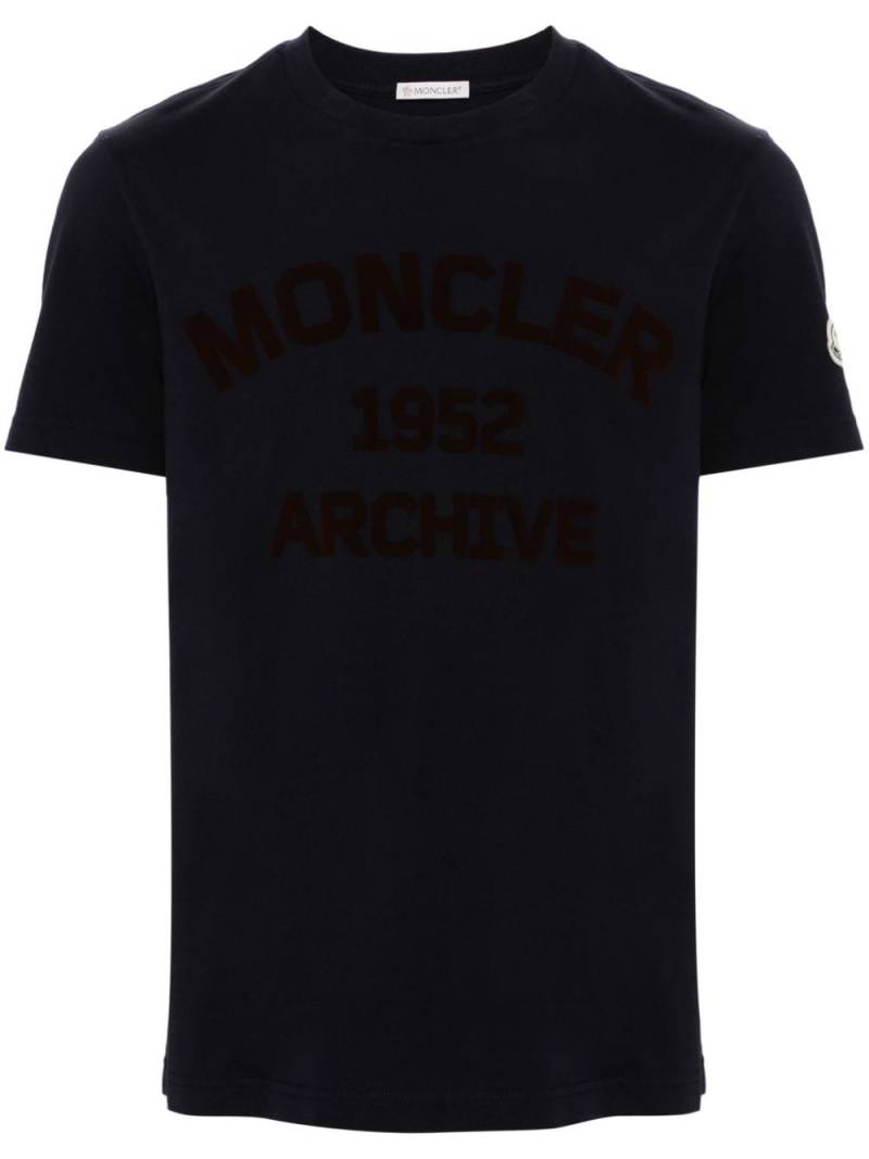 Moncler flocked-logo cotton T-shirt - Blue von Moncler