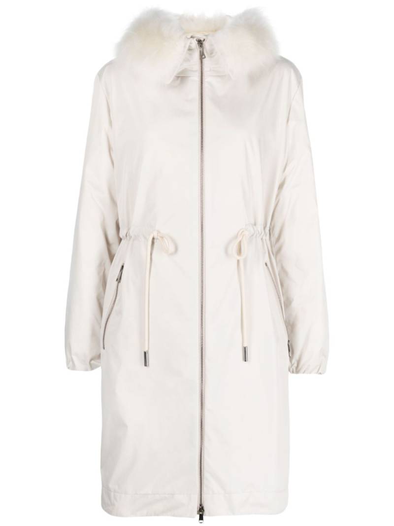 Moncler hooded zip-up midi coat - Neutrals von Moncler