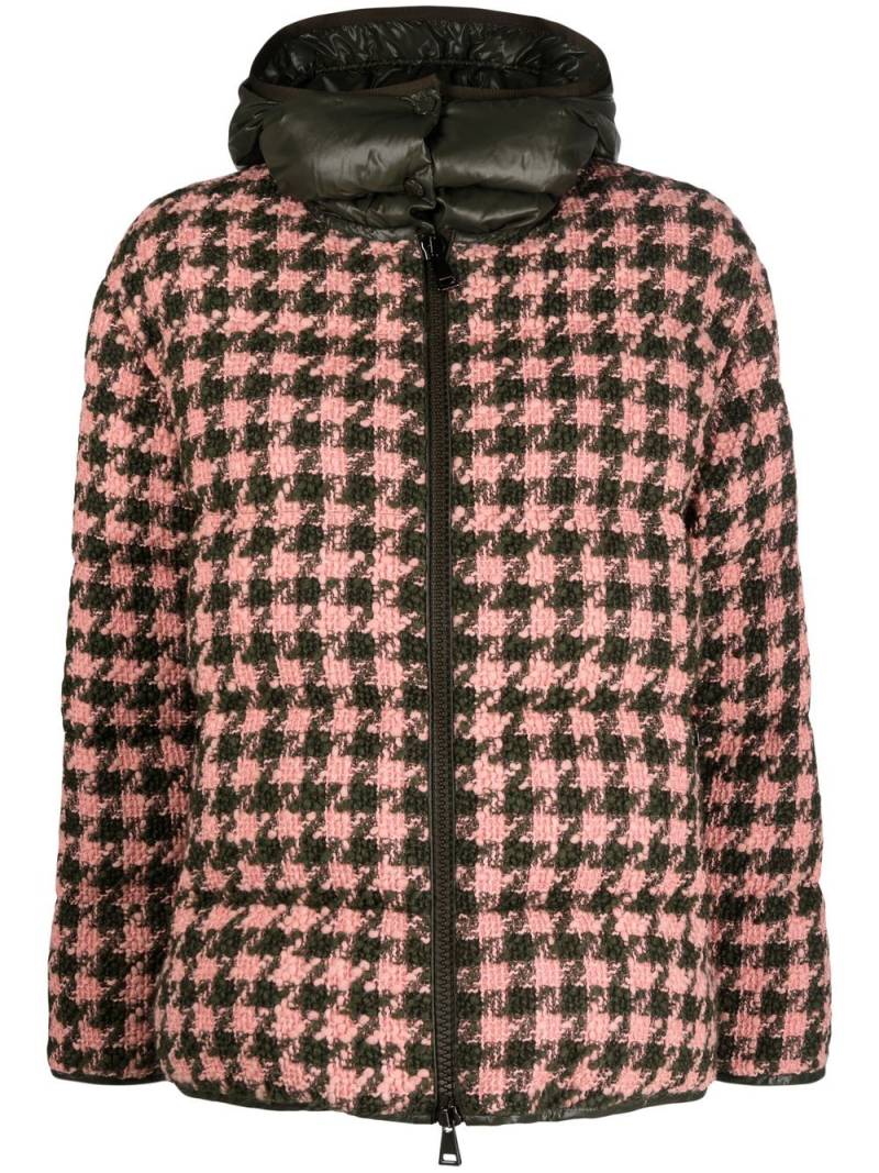 Moncler houndstooth hooded puffer jacket - Green von Moncler