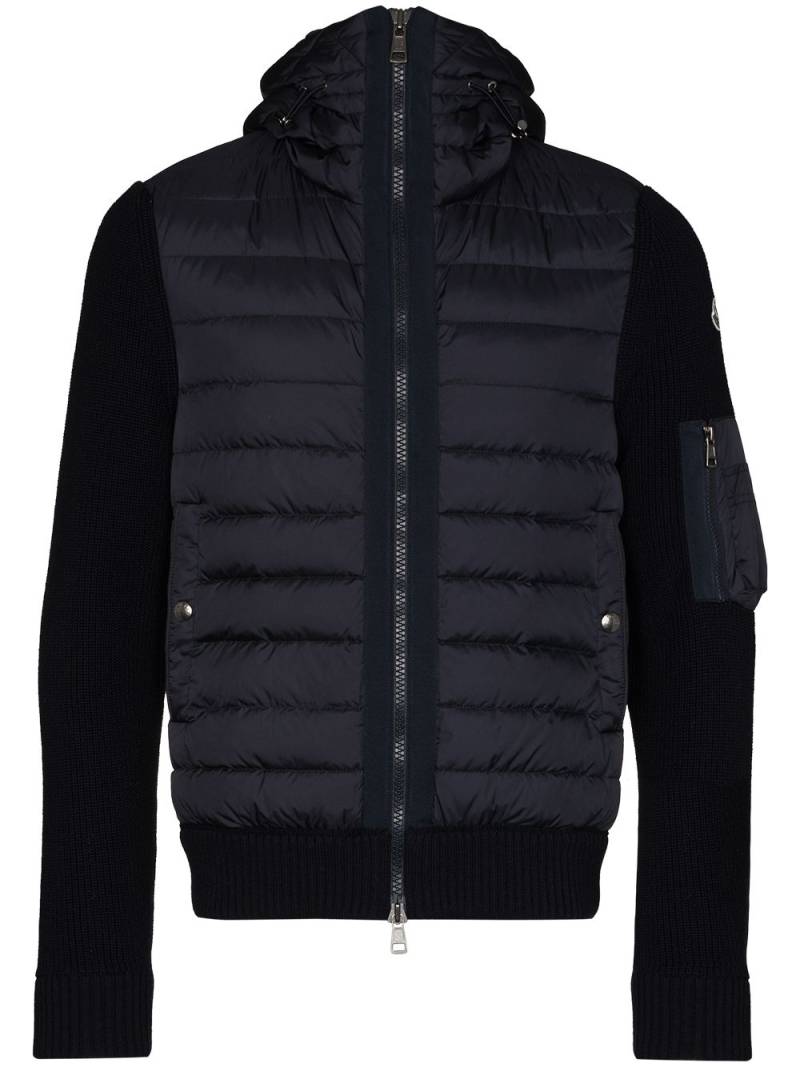 Moncler knit detail padded jacket - Blue von Moncler