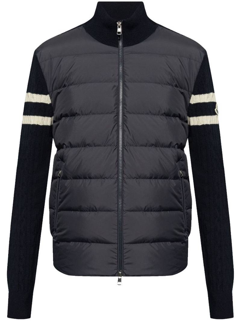 Moncler knitted-panels puffer jacket - Blue von Moncler