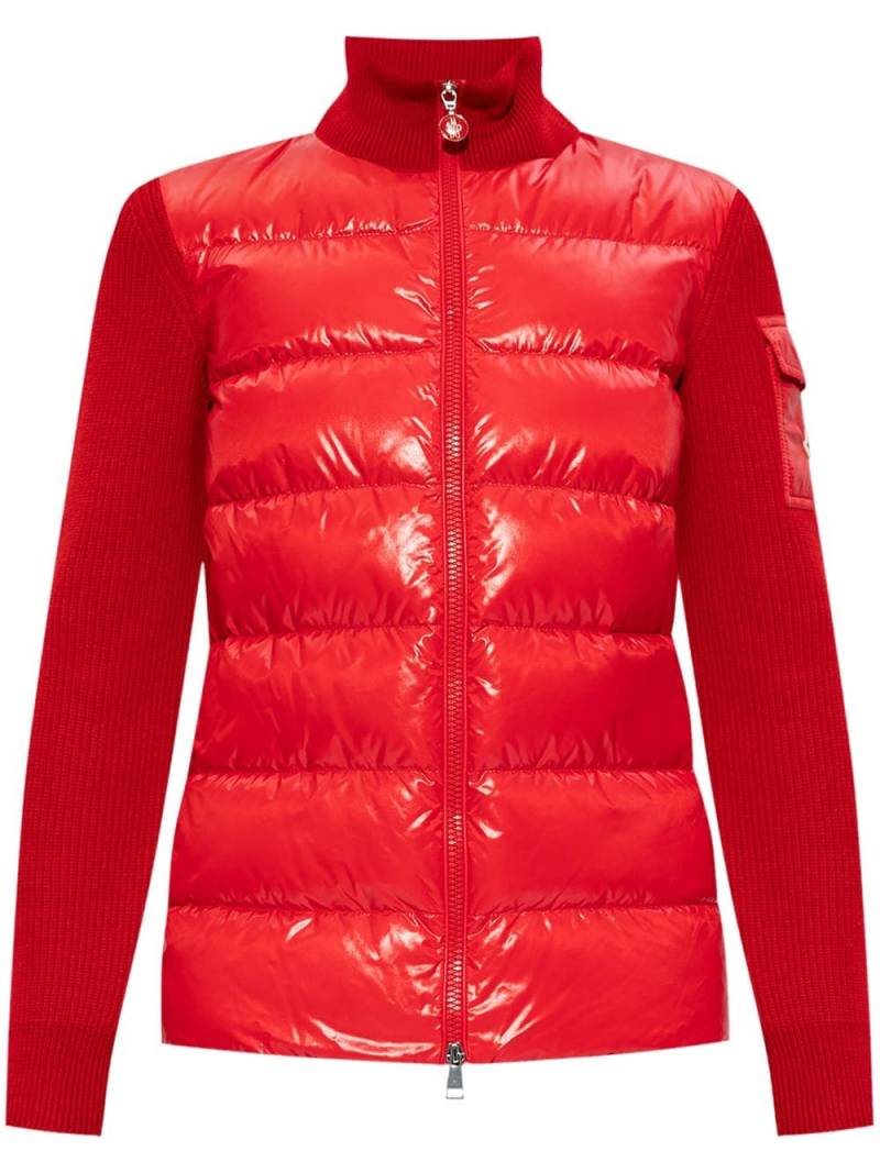 Moncler knitted-panels puffer jacket - Red von Moncler