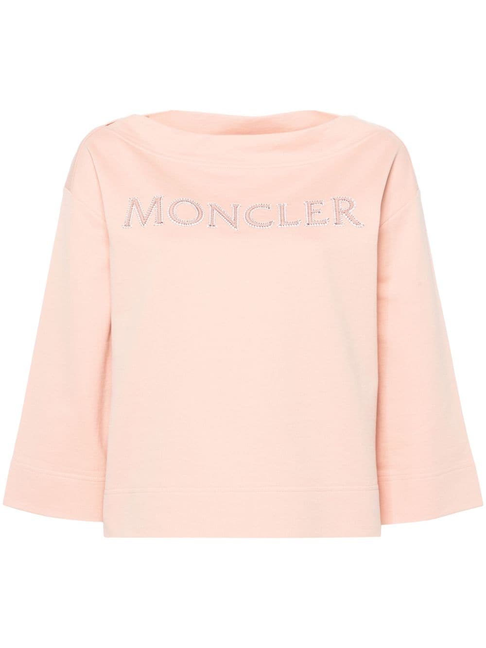 Moncler logo-appliqué boat-neck sweatshirt - Pink von Moncler