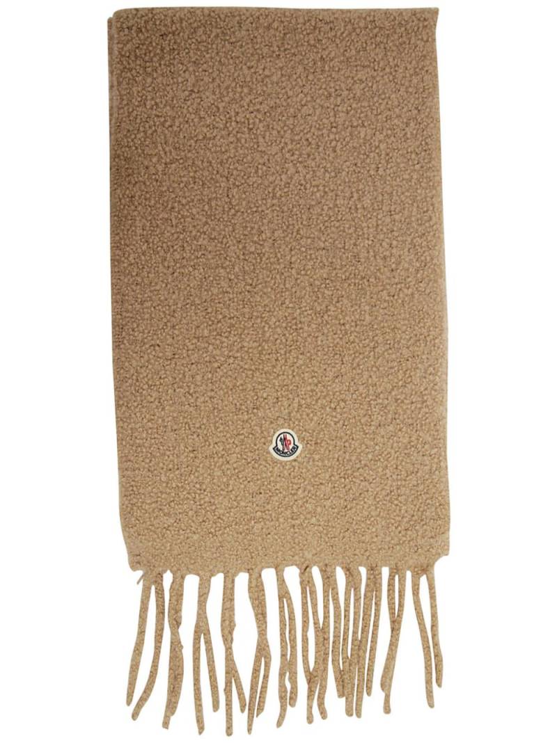 Moncler logo-appliqué brushed scarf - Neutrals von Moncler