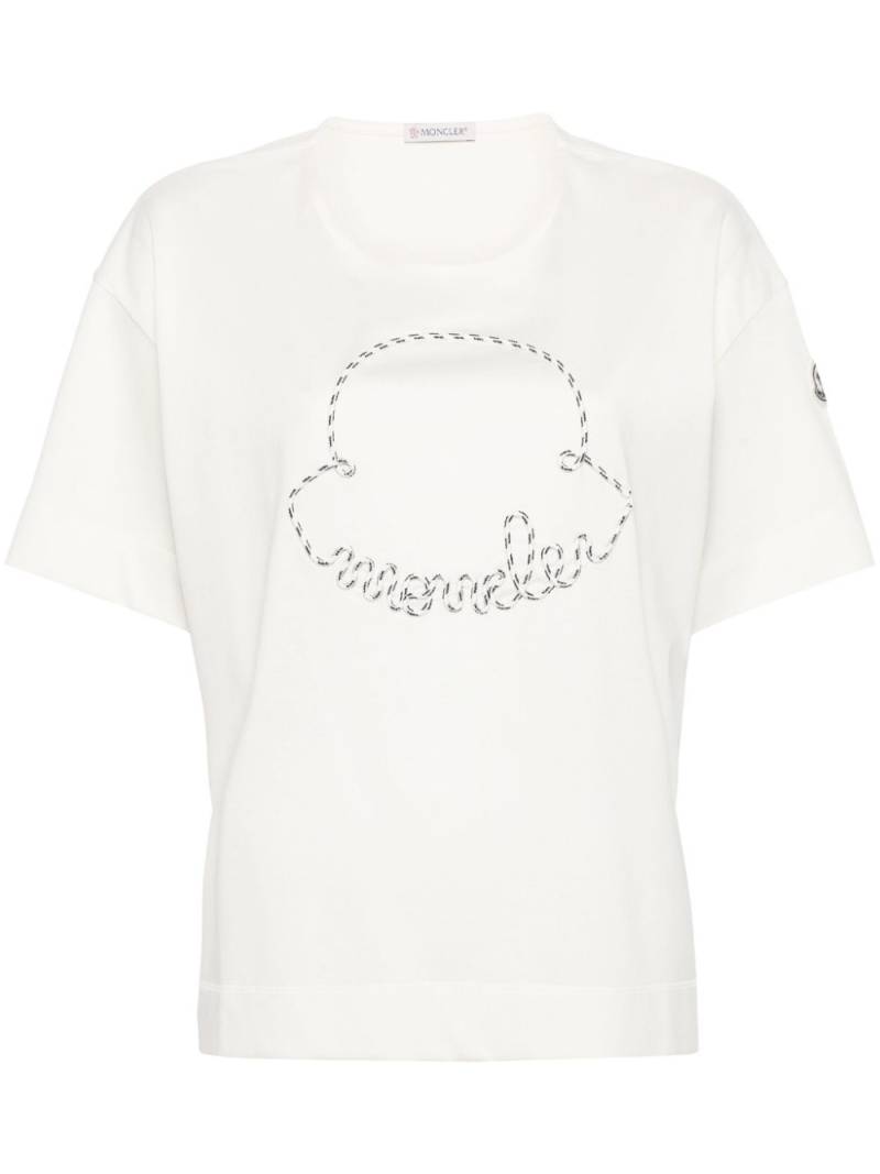 Moncler logo-appliqué cotton T-shirt - Neutrals von Moncler