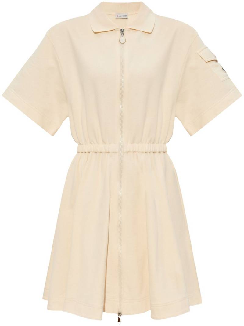 Moncler logo-appliqué cotton dress - Neutrals von Moncler