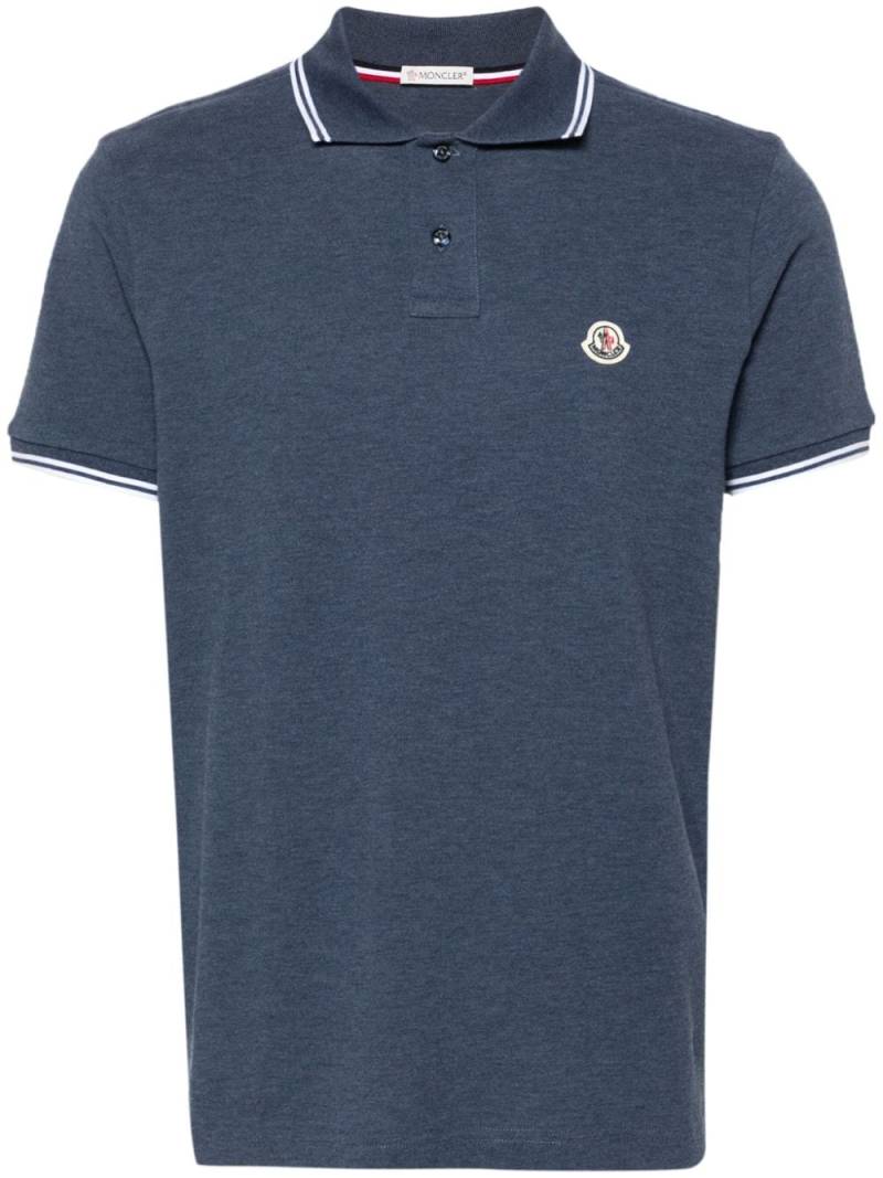 Moncler logo-appliqué polo shirt - Blue von Moncler