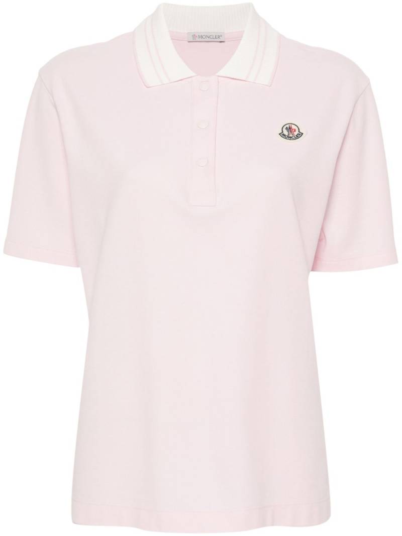 Moncler logo-appliqué polo shirt - Pink von Moncler