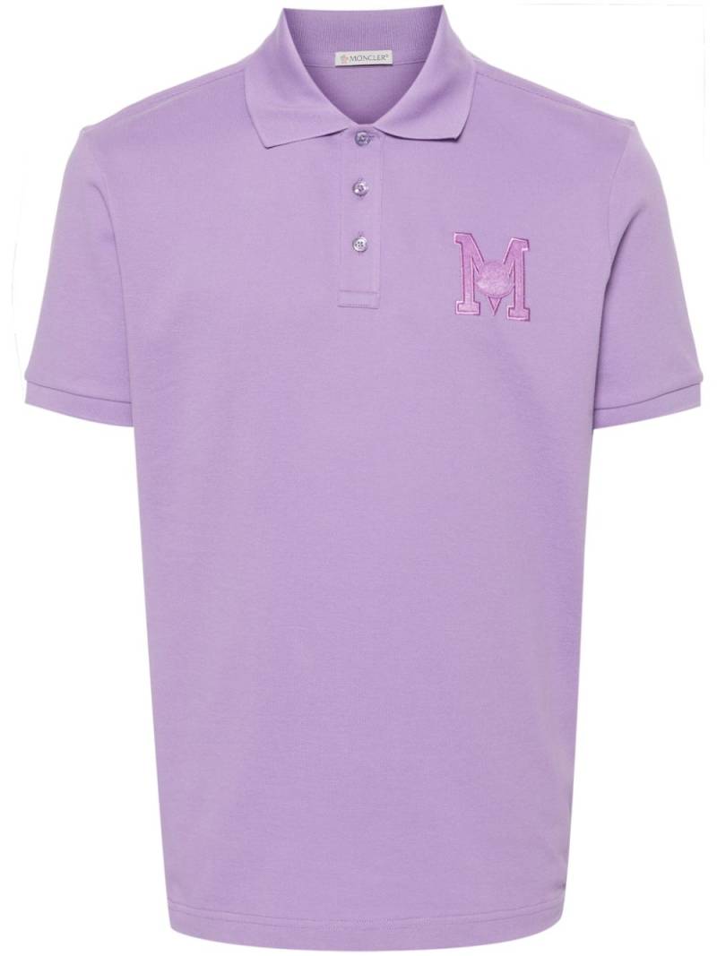 Moncler logo-appliqué polo shirt - Purple von Moncler
