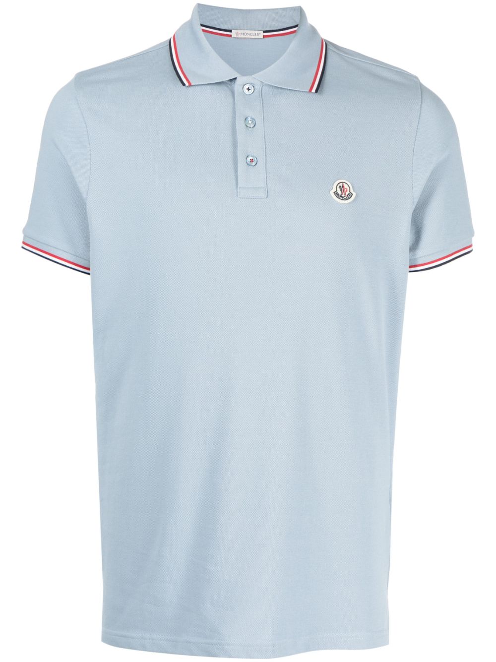 Moncler logo-badge polo shirt - Blue von Moncler