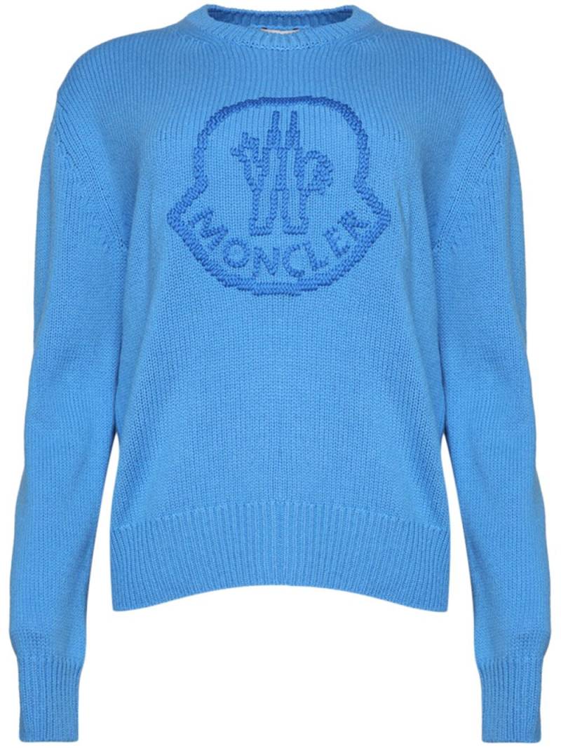 Moncler logo crew neck jumper - Blue von Moncler