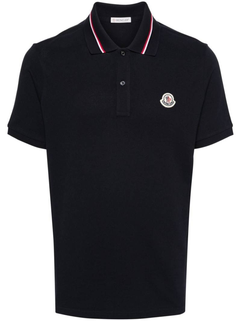 Moncler logo-embossed cotton polo shirt - Blue von Moncler