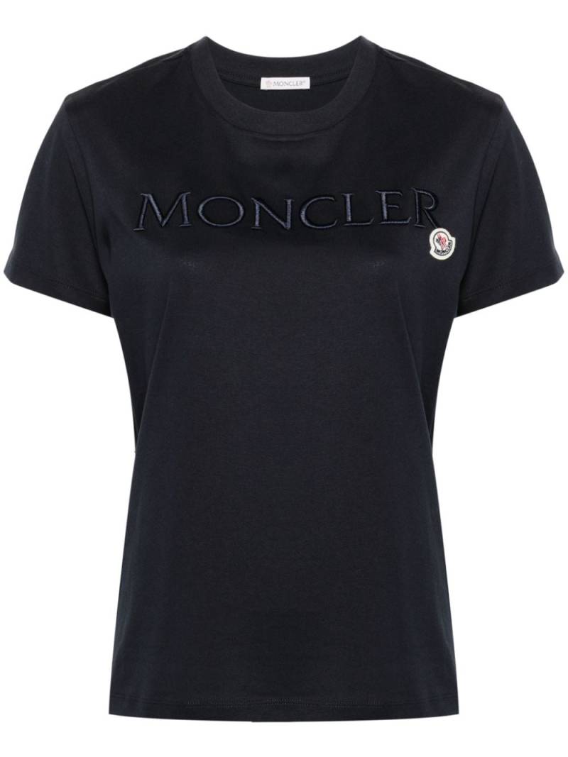 Moncler logo-embroidered T-shirt - Blue von Moncler