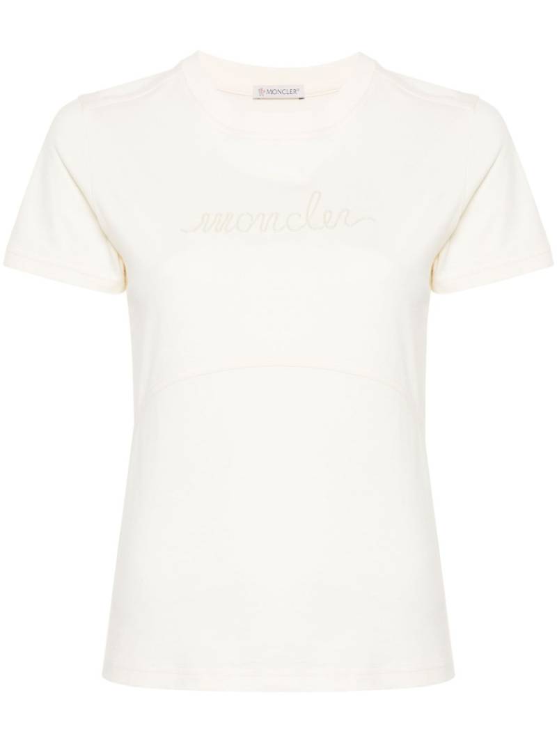 Moncler logo-embroidered cotton T-shirt - Neutrals von Moncler