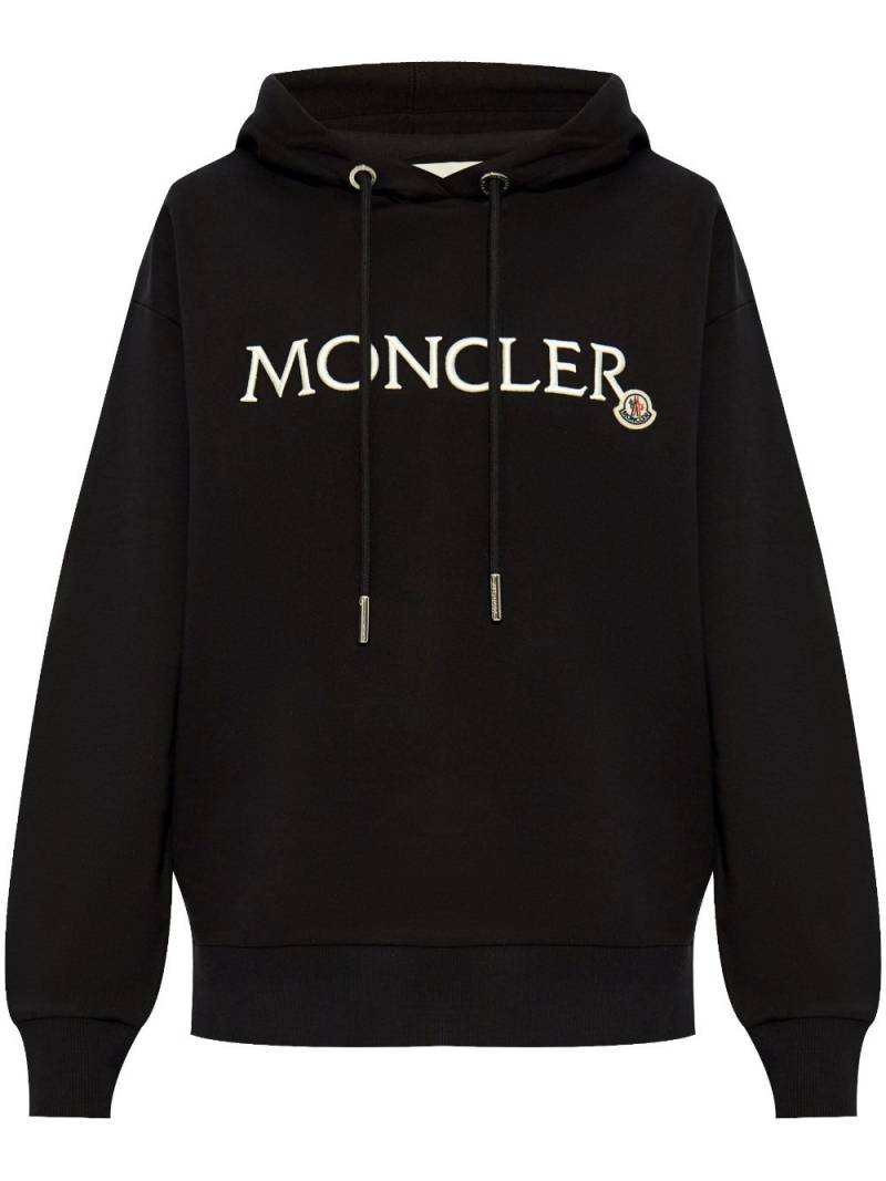 Moncler logo-embroidered cotton hoodie - Black von Moncler