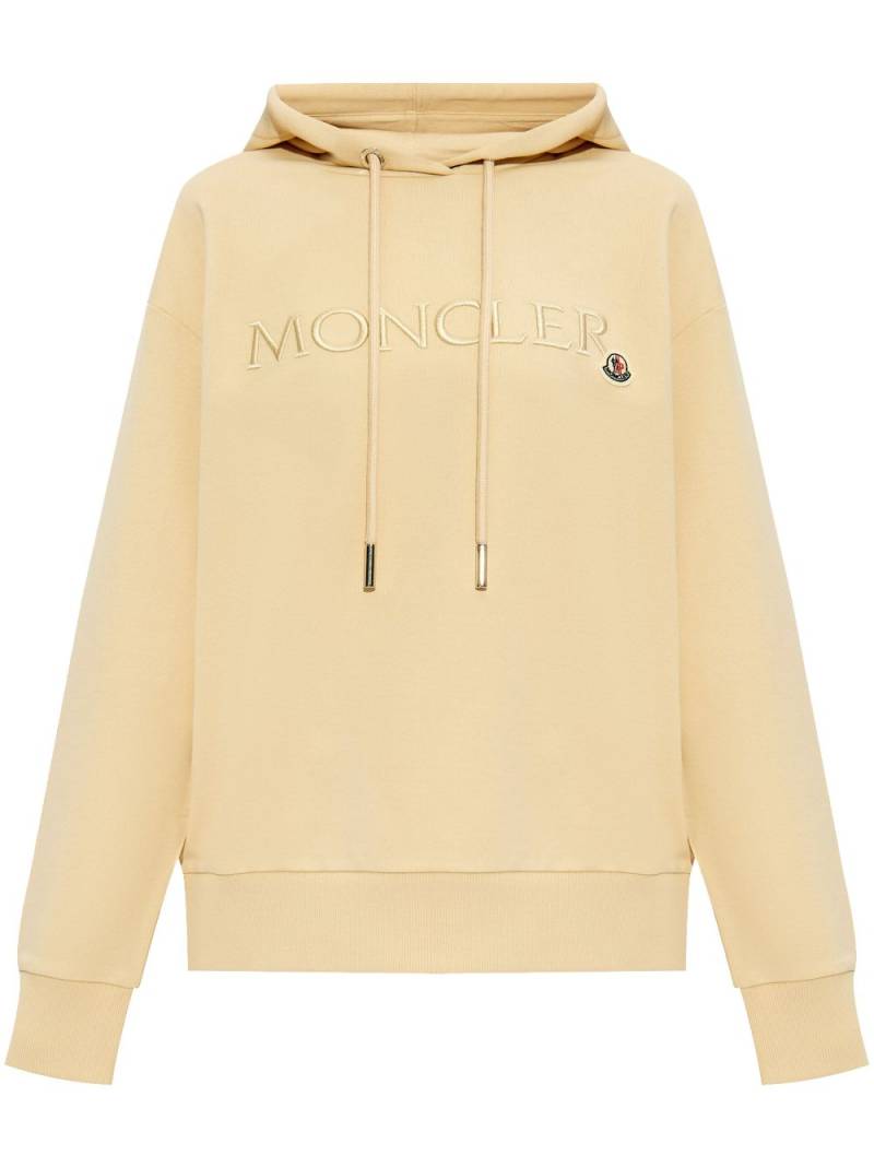 Moncler logo-embroidered cotton hoodie - Neutrals von Moncler