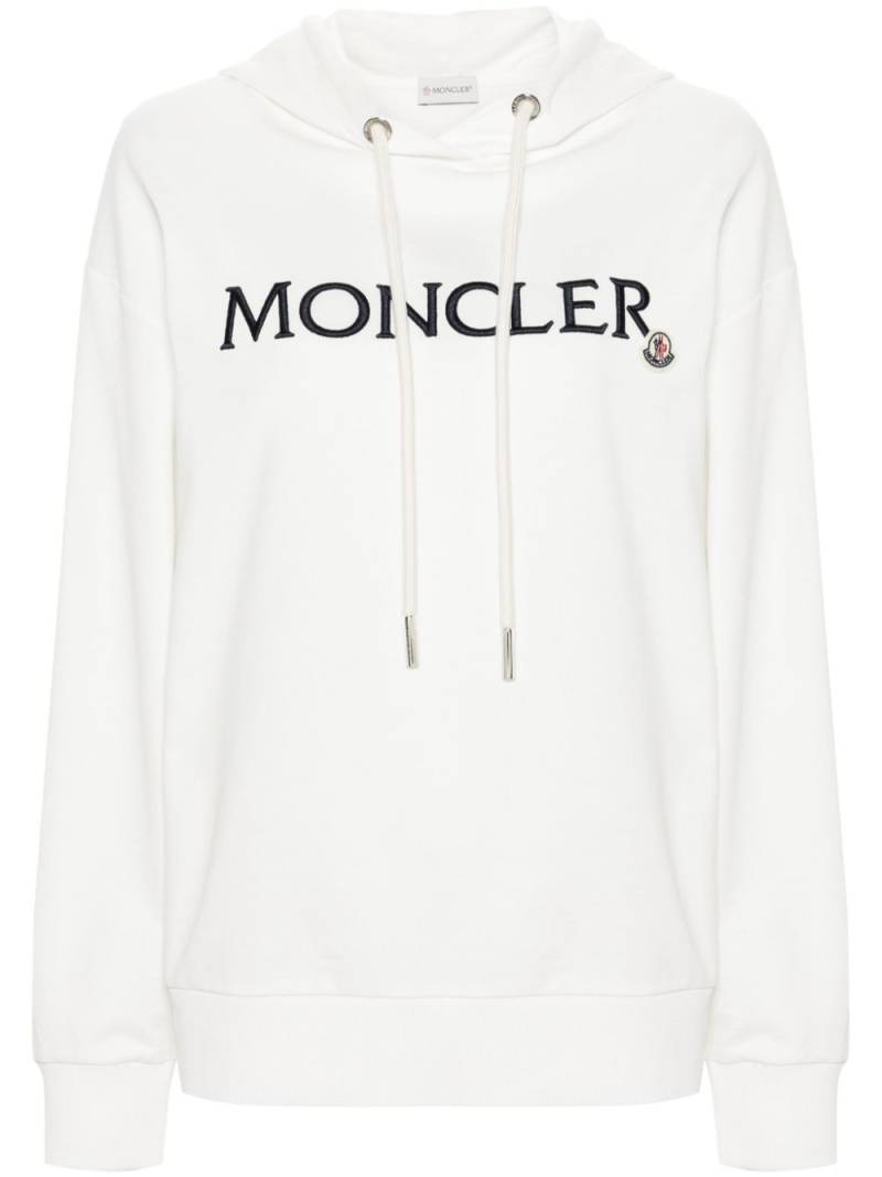 Moncler logo-embroidered cotton hoodie - White von Moncler