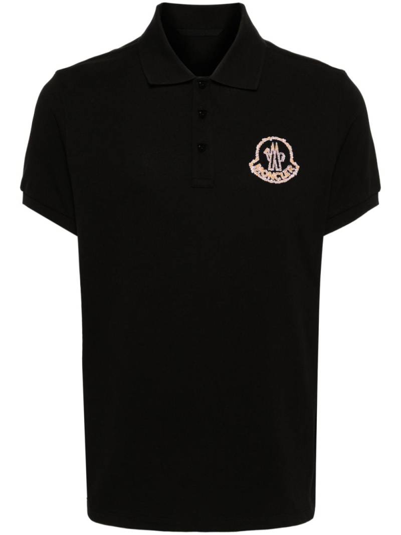 Moncler logo-embroidered cotton polo shirt - Black von Moncler