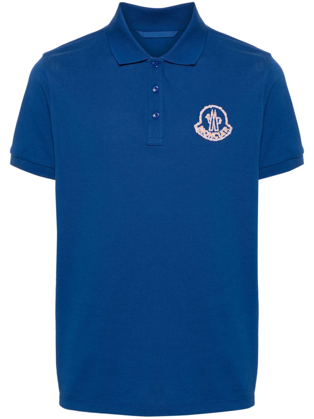 Moncler logo-embroidered cotton polo shirt - Blue von Moncler