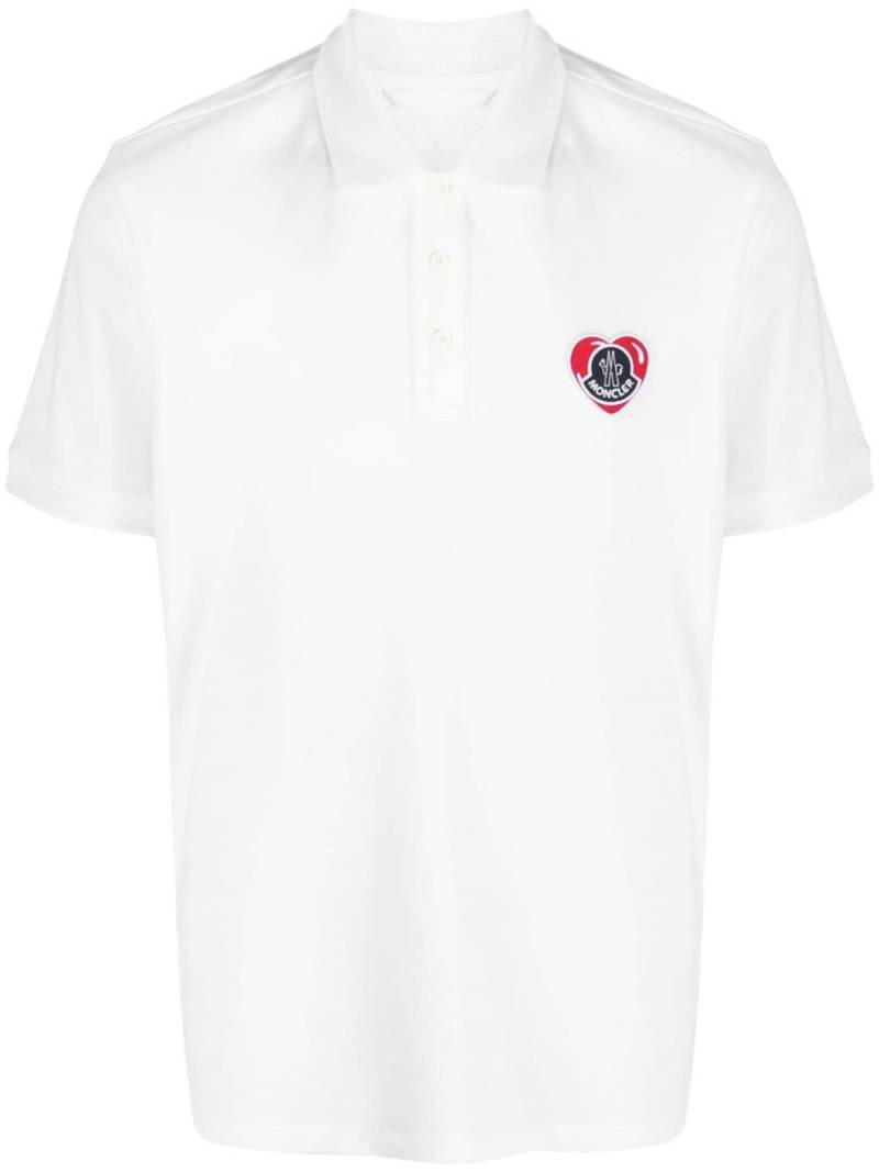 Moncler logo-embroidered cotton polo shirt - White von Moncler