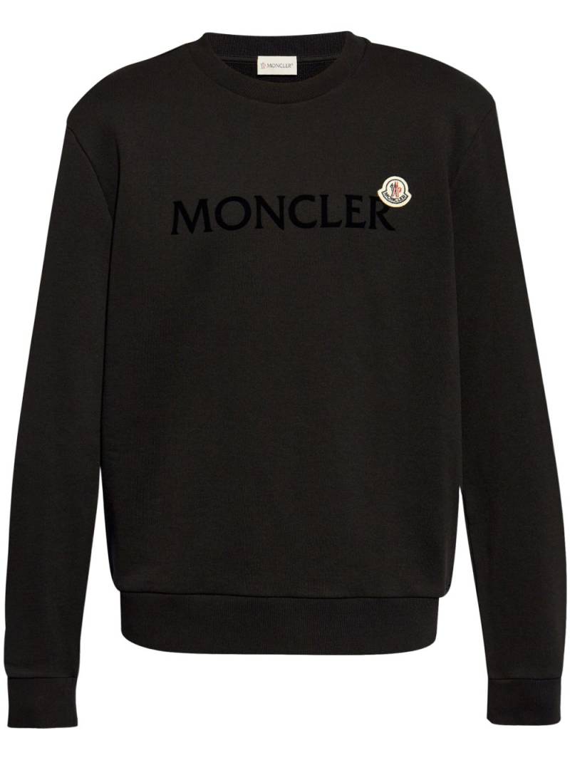 Moncler flocked-logo cotton sweatshirt - Black von Moncler