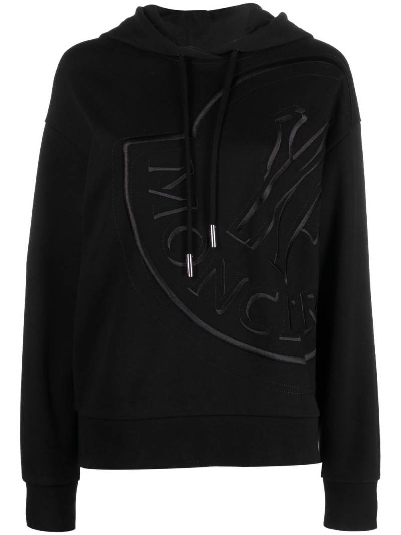 Moncler logo-embroidered cotton-blend hoodie - Black von Moncler