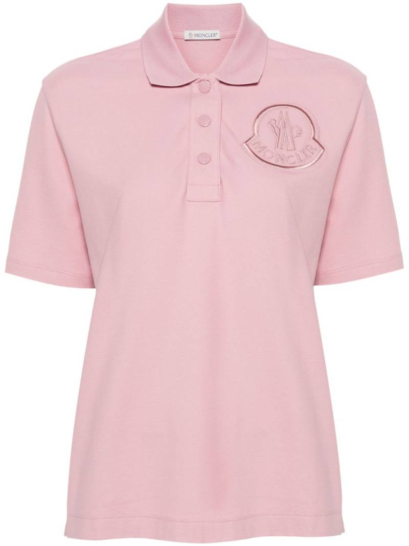 Moncler logo-embroidered polo shirt - Pink von Moncler