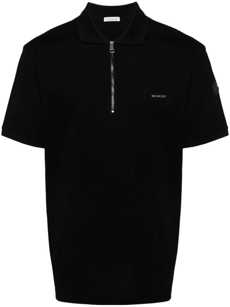 Moncler logo-lettering piqué polo shirt - Black von Moncler