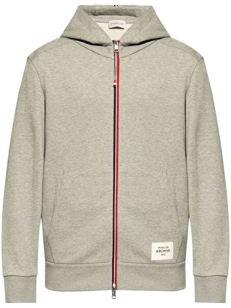 Moncler logo-appliqué zipped hoodie - Grey von Moncler