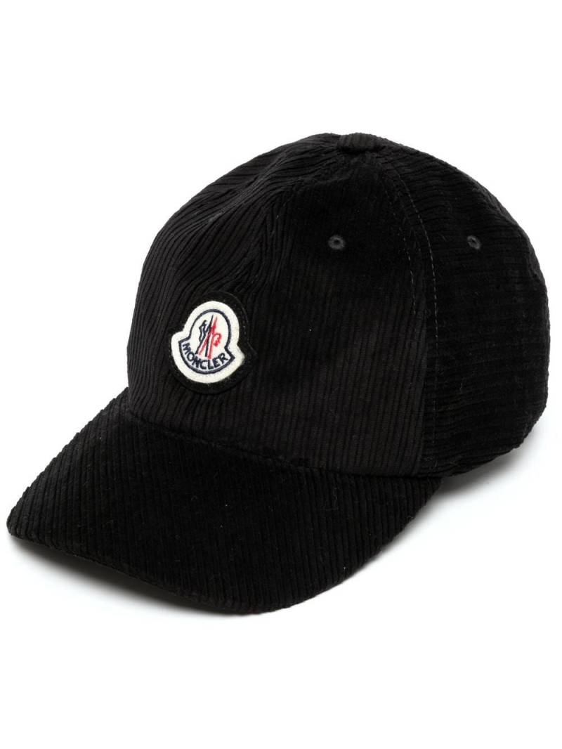 Moncler logo-patch corduroy cap - Black von Moncler