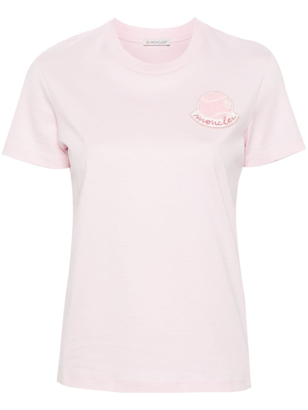 Moncler logo-patch cotton T-shirt - Pink von Moncler