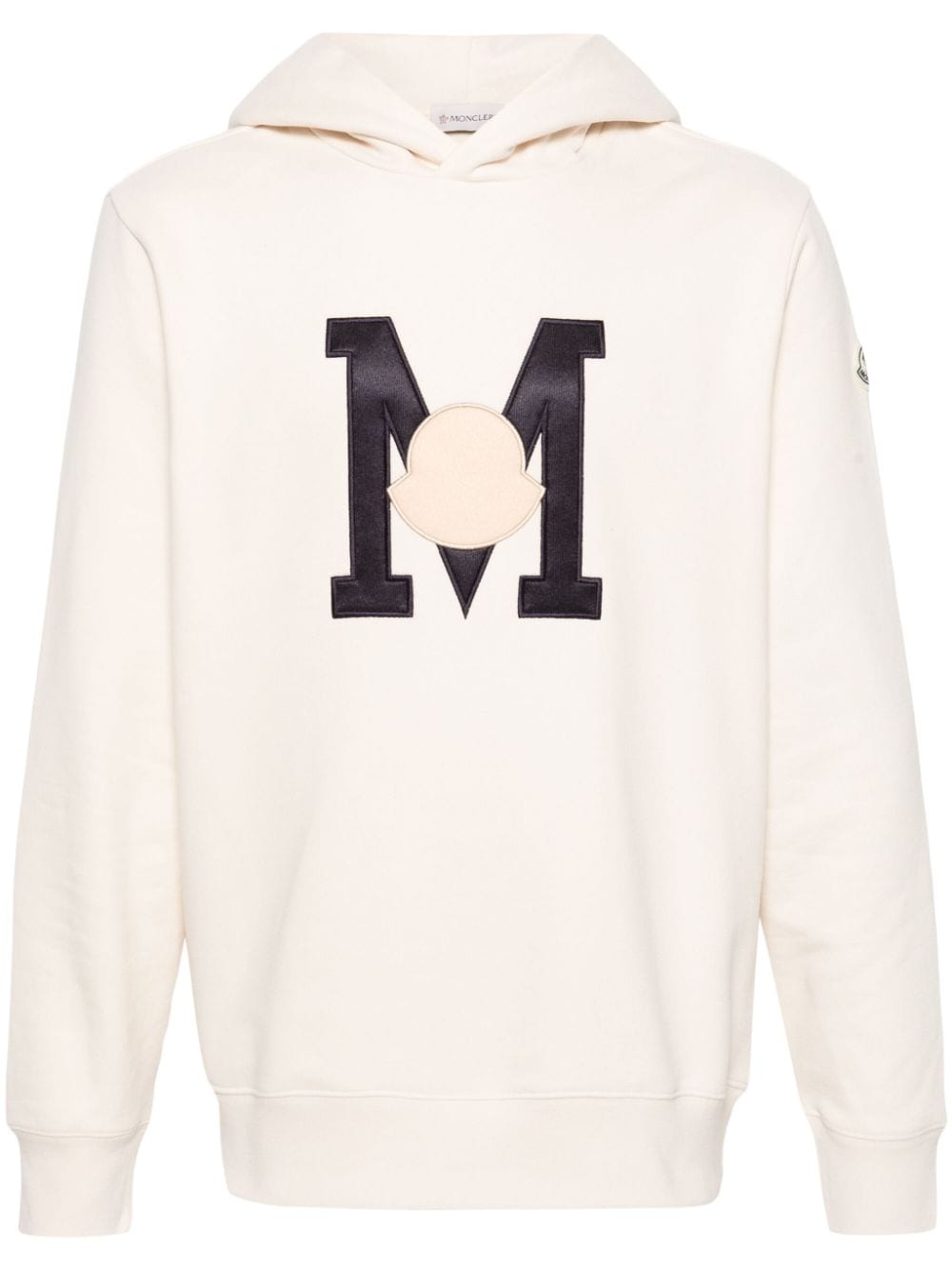 Moncler logo-patch cotton hoodie - Neutrals von Moncler