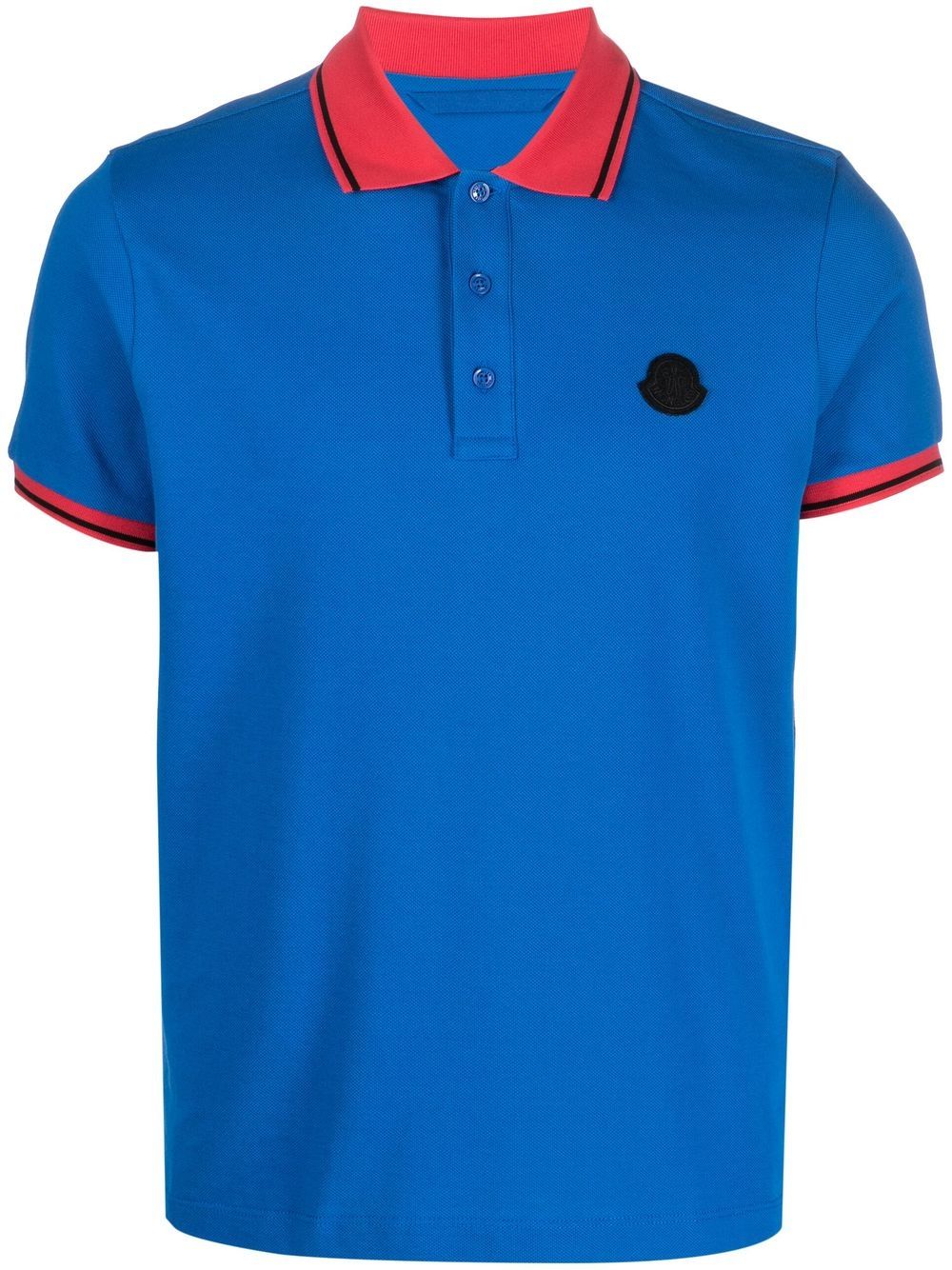 Moncler logo-patch cotton polo shirt - Blue von Moncler