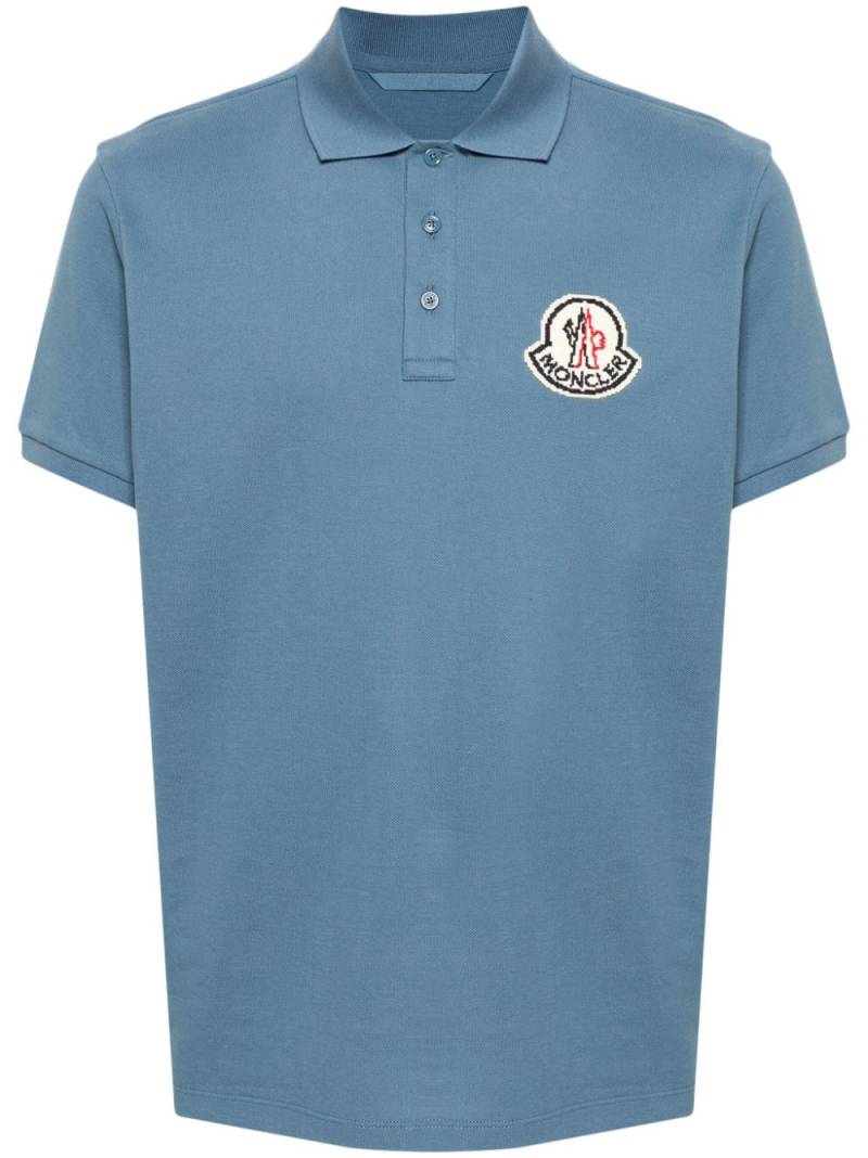 Moncler logo-patch cotton polo shirt - Blue von Moncler