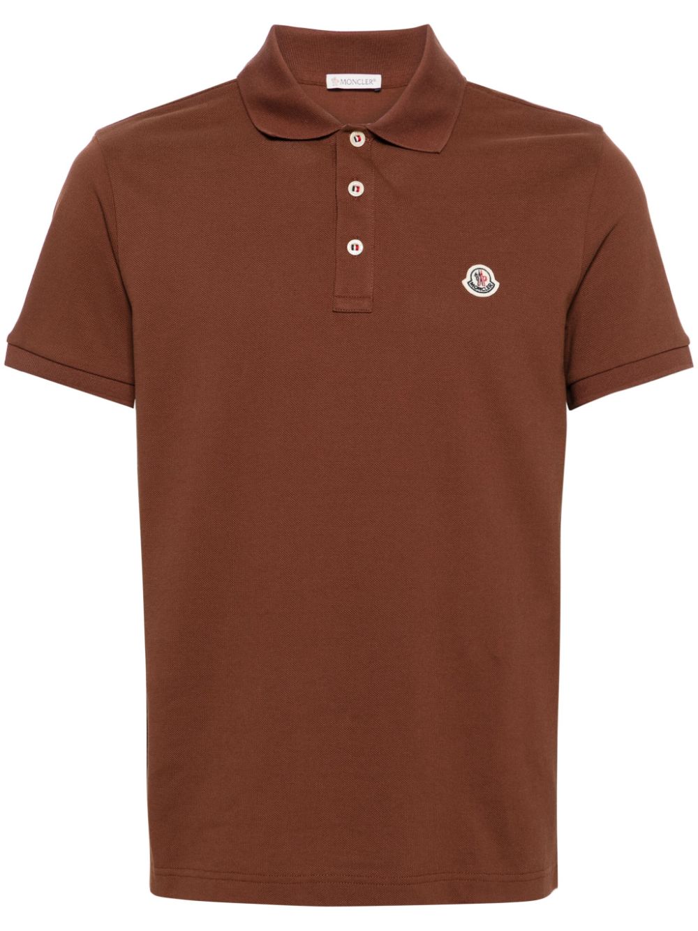 Moncler logo-patch cotton polo shirt - Brown von Moncler