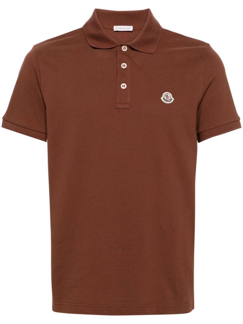 Moncler logo-patch cotton polo shirt - Brown von Moncler