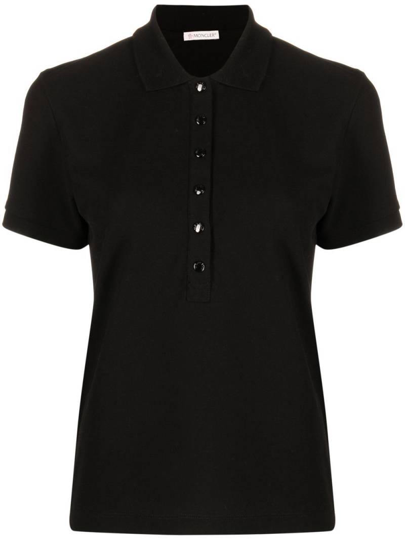 Moncler logo-patch cotton polo top - Black von Moncler