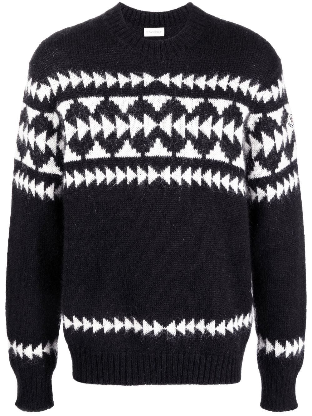Moncler logo-patch intarsia-knit jumper - Black von Moncler
