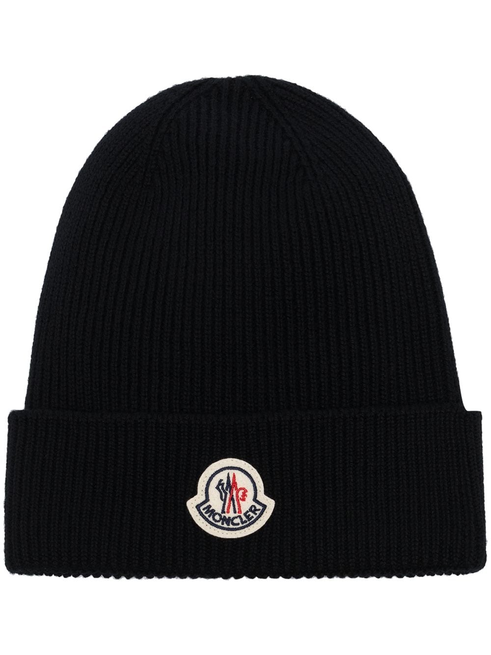 Moncler logo-patch knitted beanie - Black von Moncler