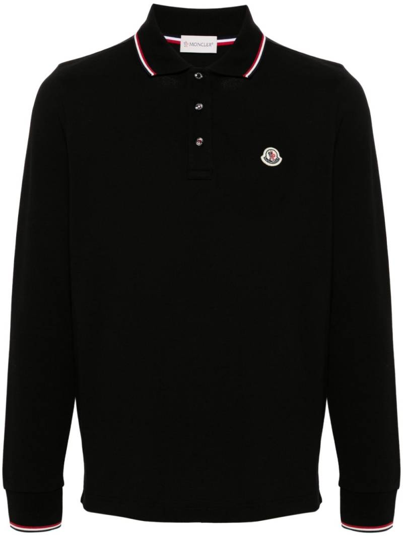 Moncler logo-patch polo shirt - Black von Moncler