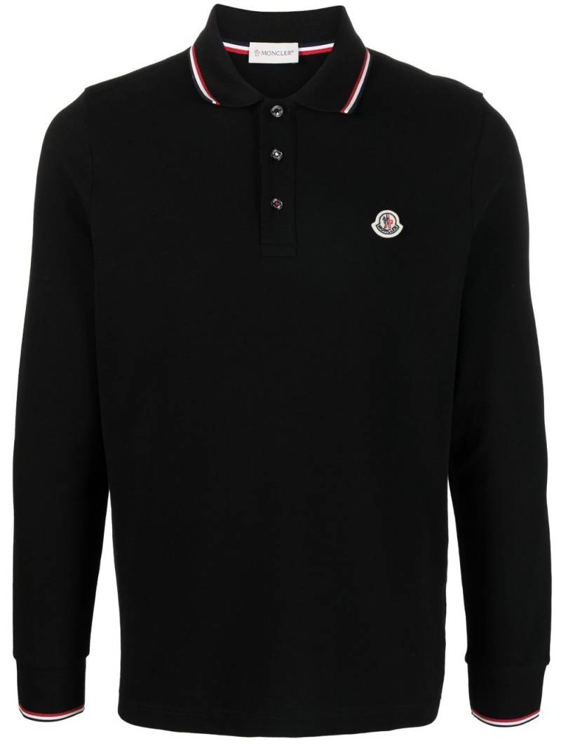 Moncler logo-patch polo shirt - Black von Moncler